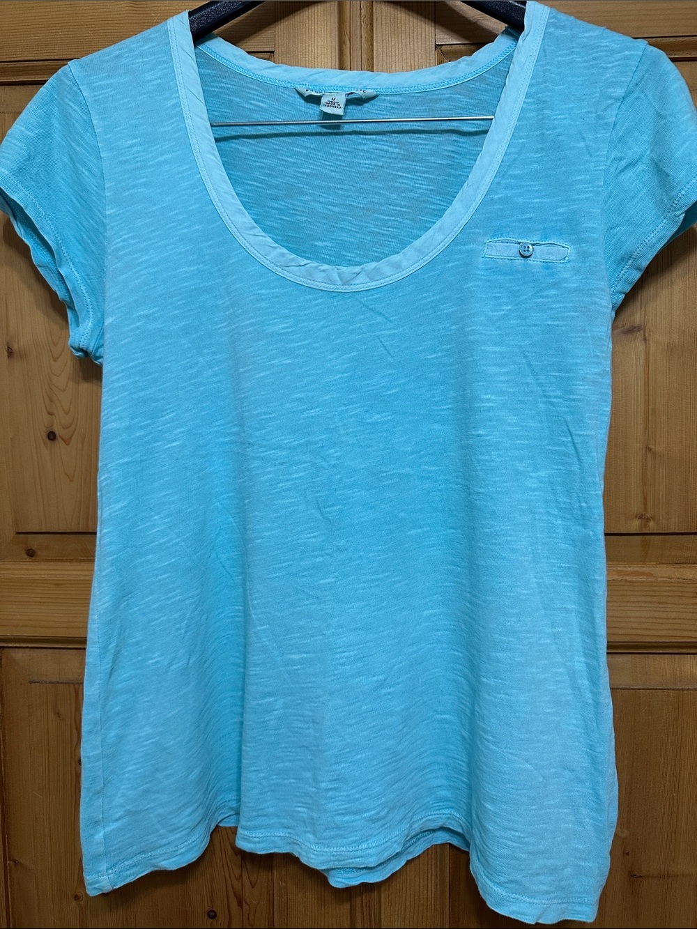 Banana Republic Light Teal Scoop Neck Short Sleeve Slub Tee